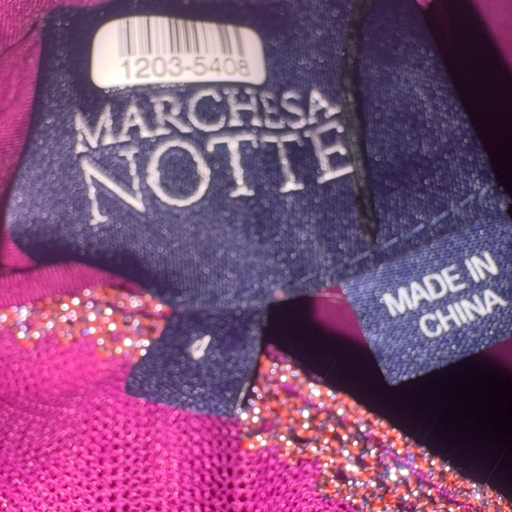 Marchesa Notte Fuchsia Ombre Floral Lace Sheath Dress Strappy V-Neck Cocktail‎ - Picture 7 of 10